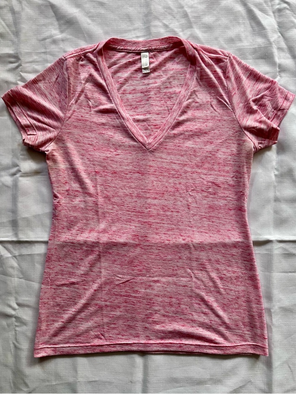 Bella + Canvas Heathered Pink V-Neck Short Sleeve Tee